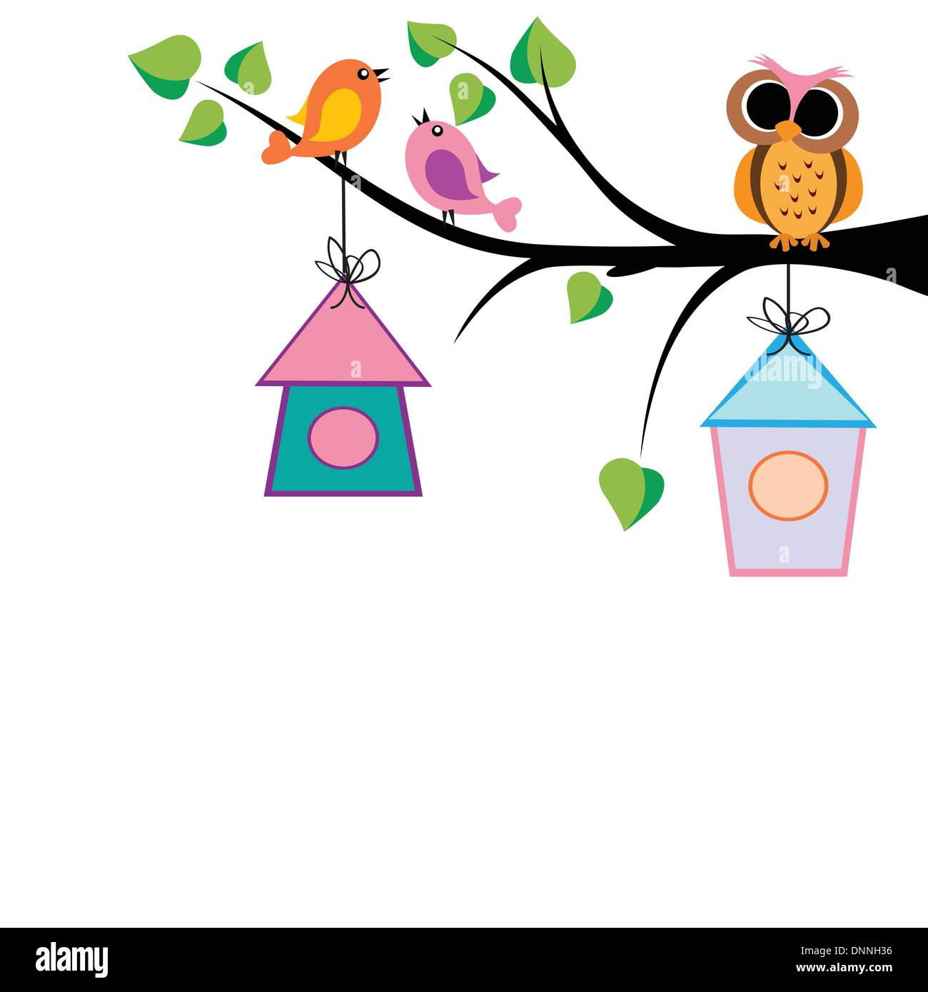 Niedlichen Kinder Hintergrund mit Bäume und Vögel Stock Vektor
