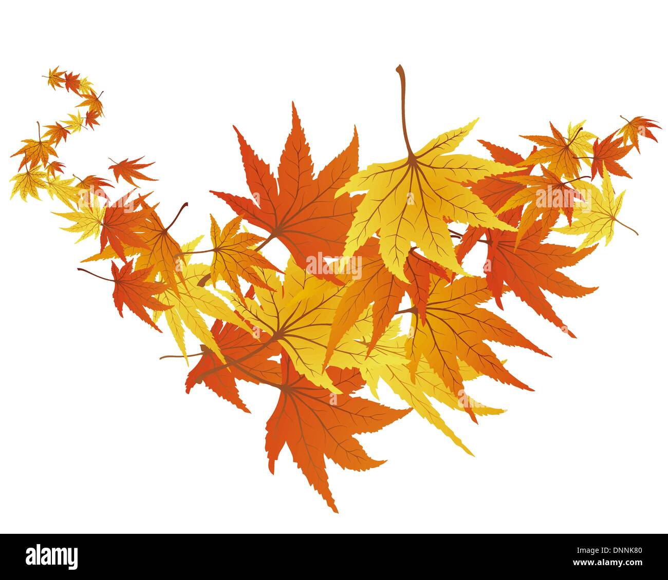 Verdrehte Reihe von Herbst Ahorn Blätter. Vektor-Illustration. Stock Vektor Verdrehte Reihe von Herbst Ahorn Blätter. Vektor-Illustration. Stock Vektor
