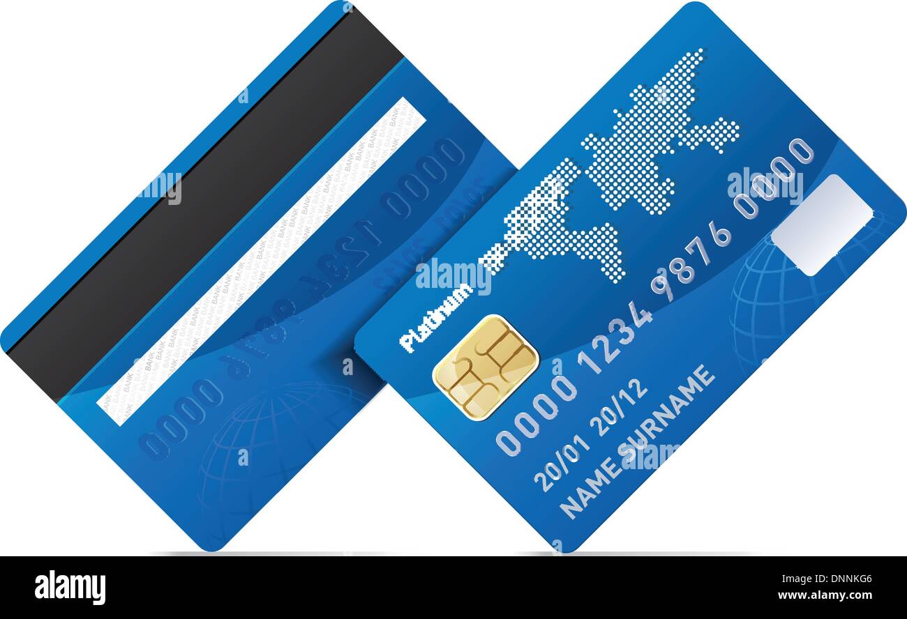 Realistische Kreditkarte isoliert auf weißem Hintergrund Stock Vektor