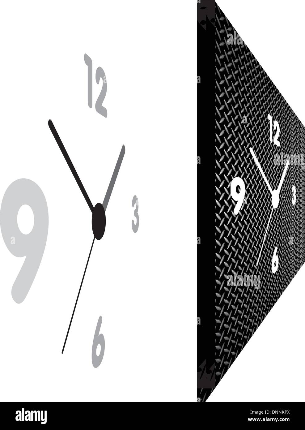 Uhr in der perspektivischen Ansicht in zwei Varianten Stock Vektor