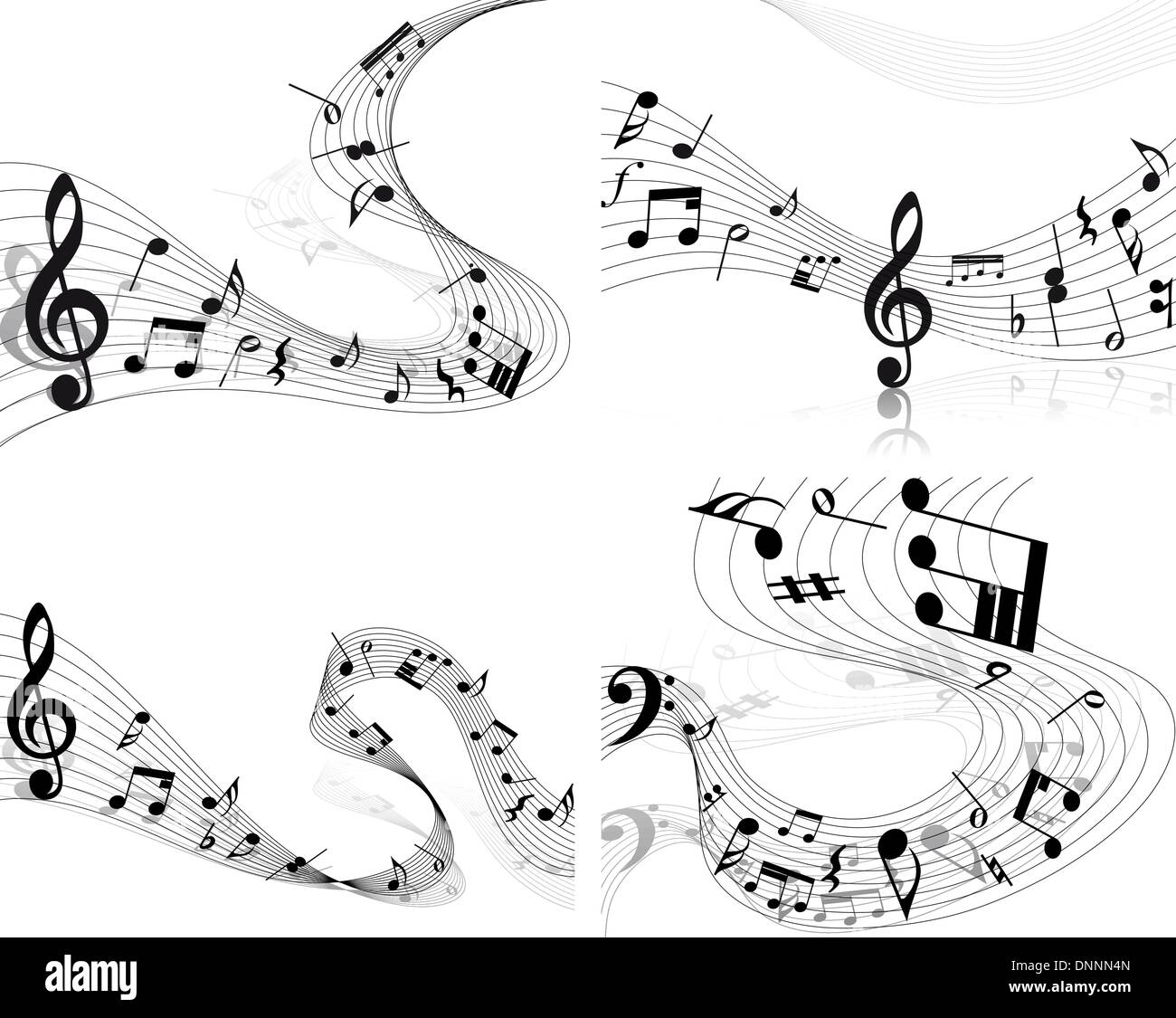 Vektor-Musiknoten Personal Hintergründe set für die Gestaltung Stock Vektor