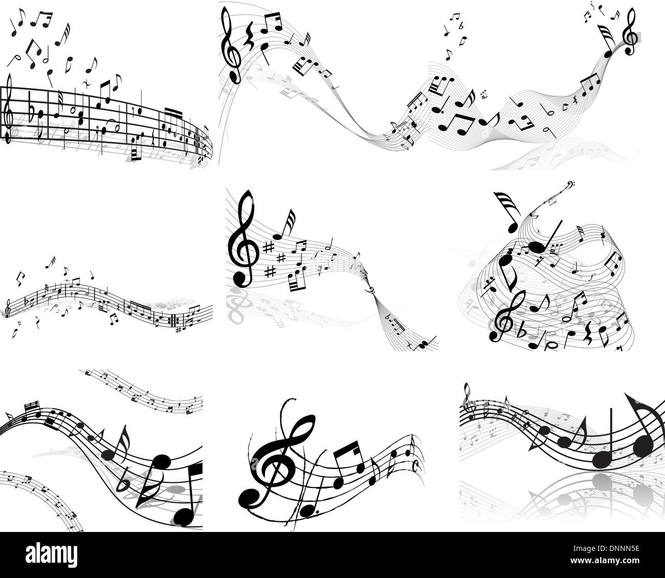 Vektor-Musiknoten Personal Hintergründe set für die Gestaltung Stock Vektor