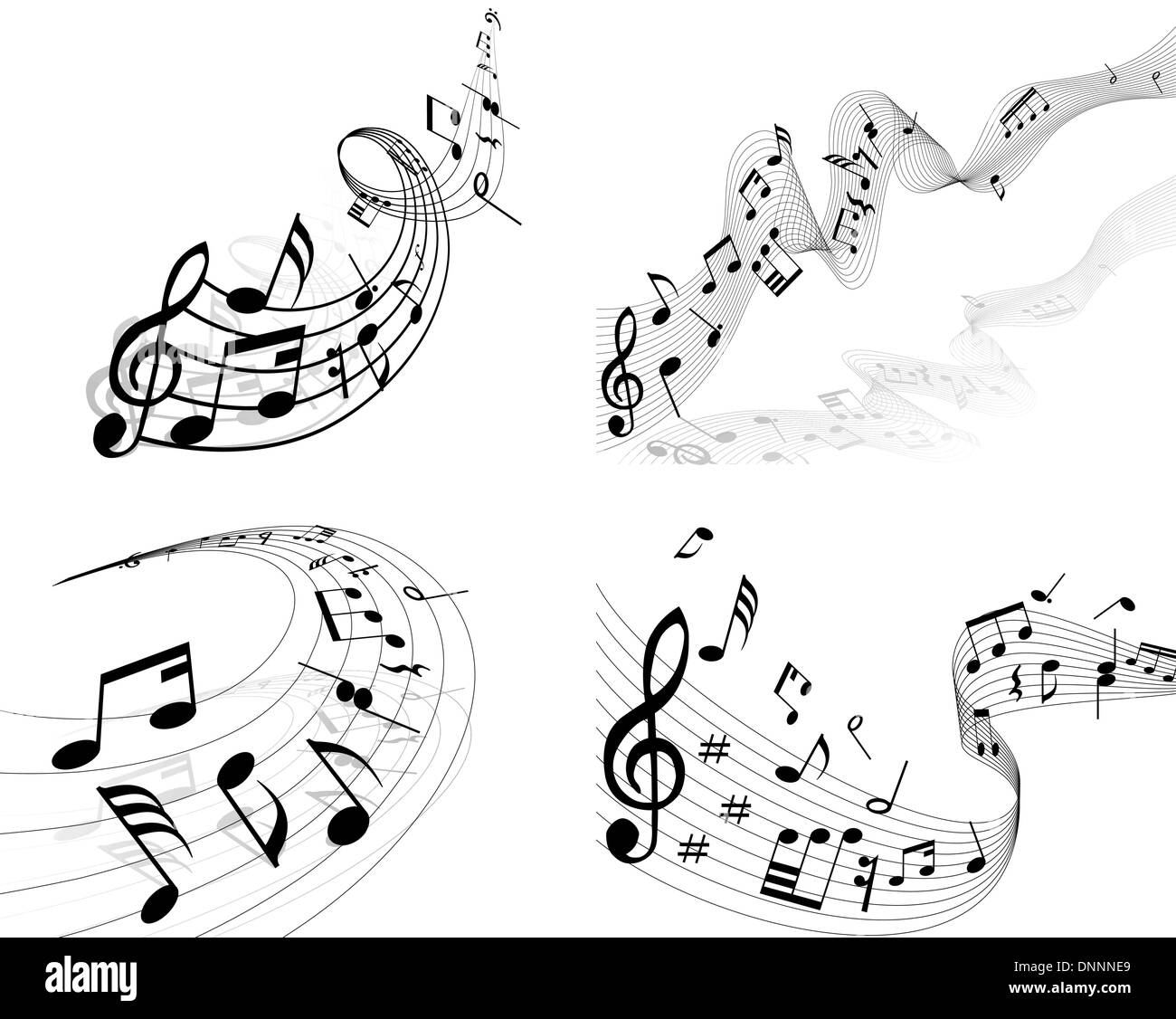 Vektor-Musiknoten Personal Hintergrund set für die Gestaltung Stock Vektor