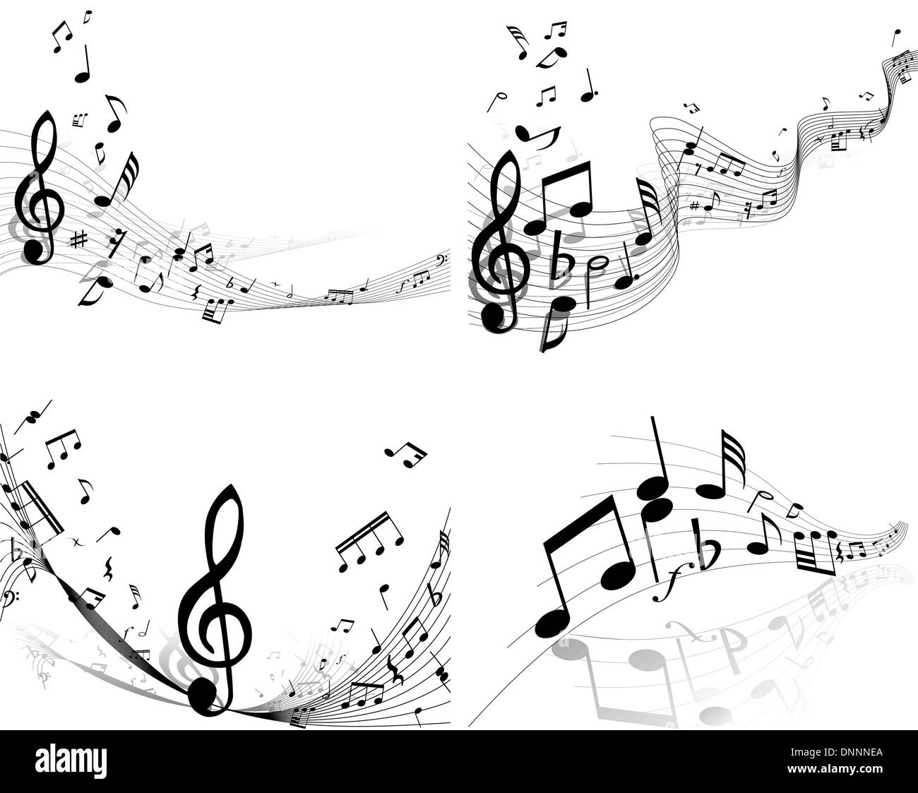 Vektor-Musiknoten Personal Hintergrund set für die Gestaltung Stock Vektor