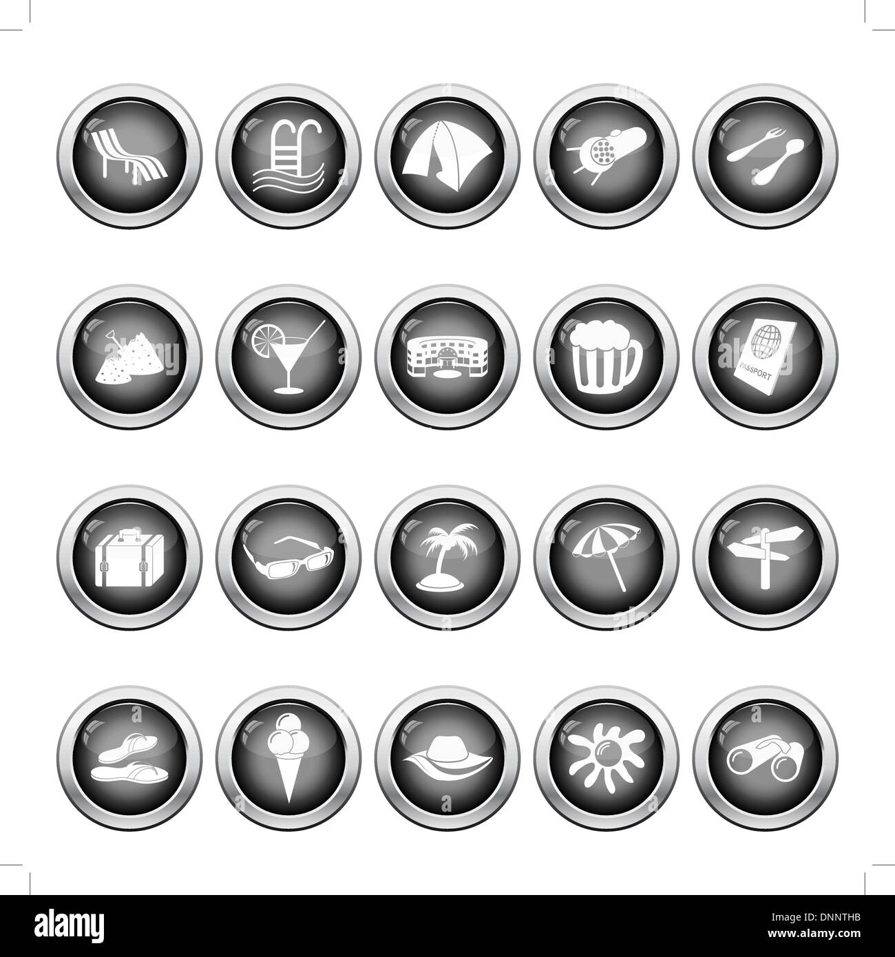 Reise-Set von verschiedenen Vektor-Web-icons Stock Vektor