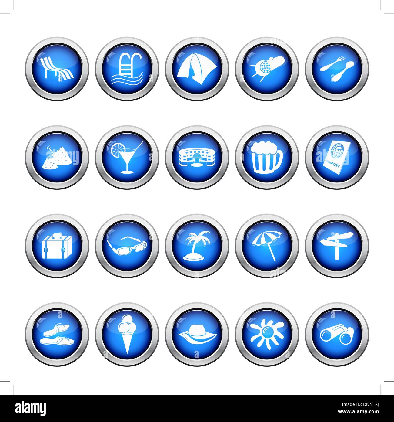 Reise-Set von verschiedenen Vektor-Web-icons Stock Vektor