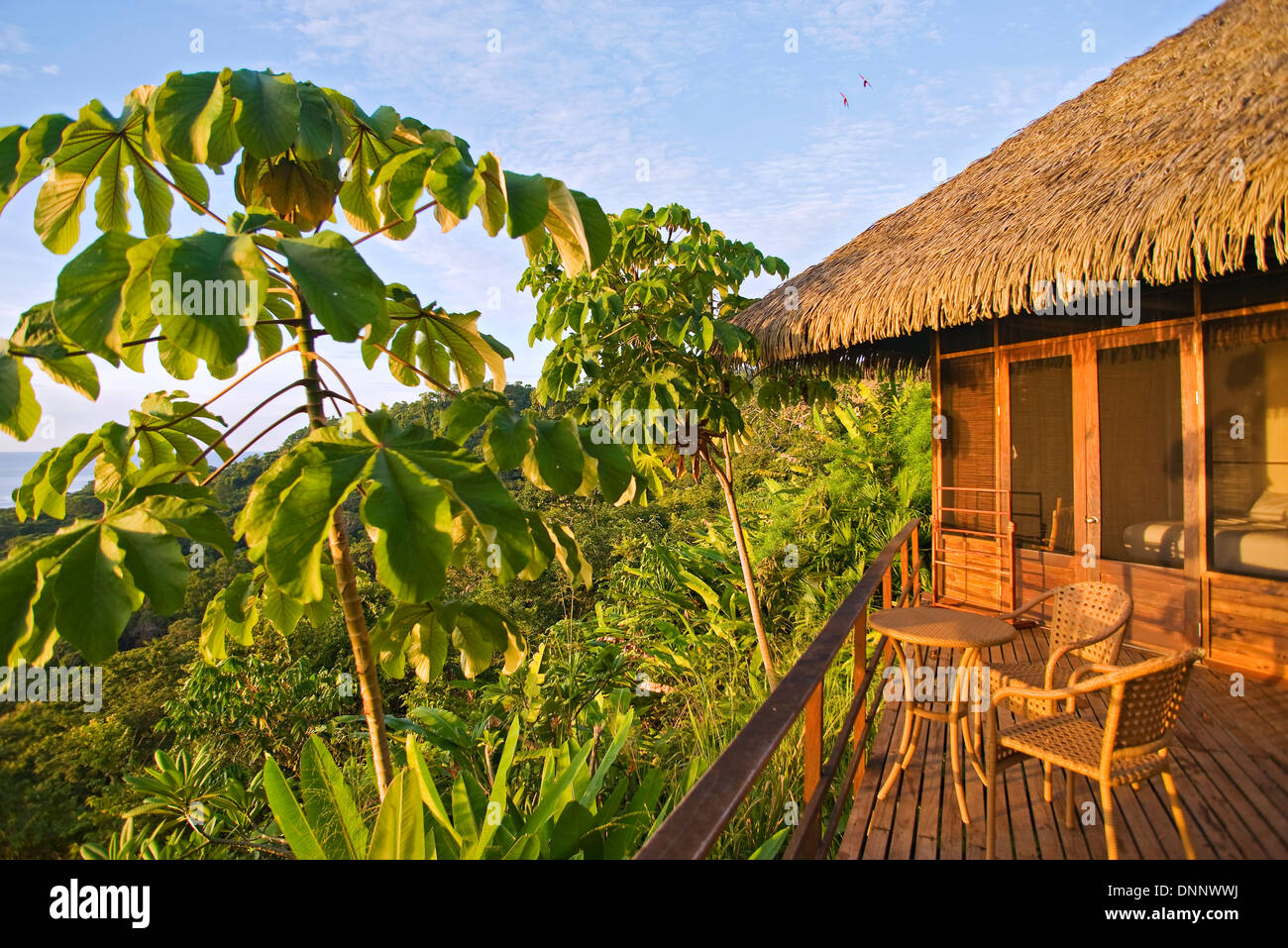 Außen eine Cabana in Lapa Rios, Costa Rica Stockfoto