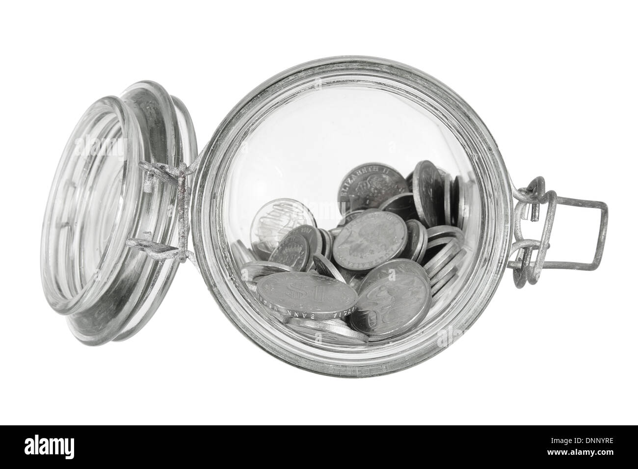 Münzen im glas Ausgeschnittene Stockfotos und -bilder - Alamy