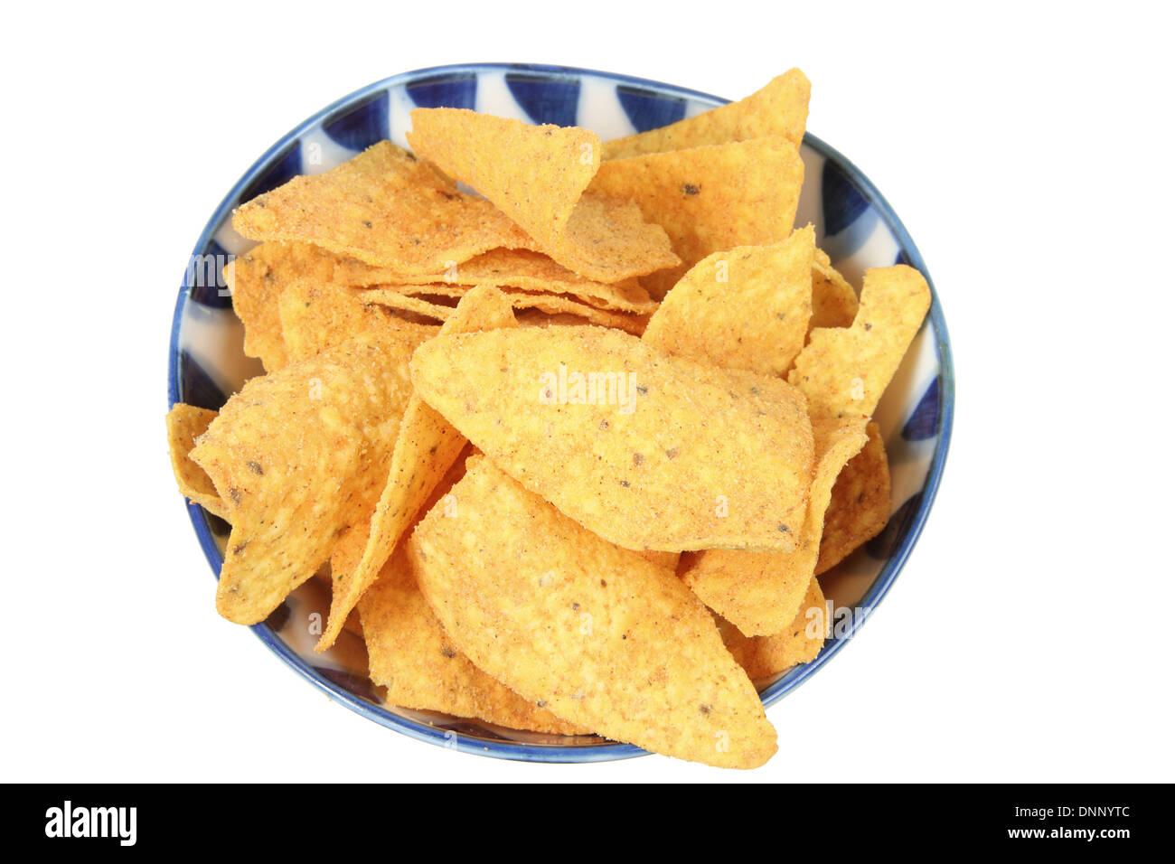 Schüssel mit Mais-Chips Stockfoto