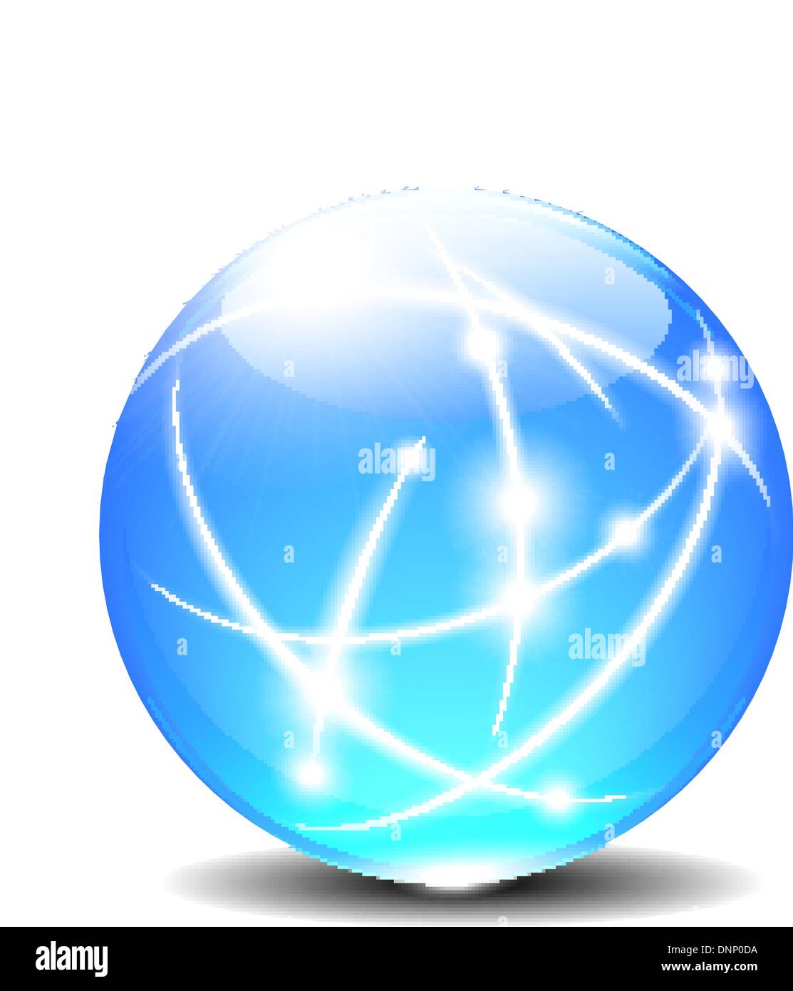 Transparente farbige Kugel Internet Globus Kommunikationskabel Stock Vektor