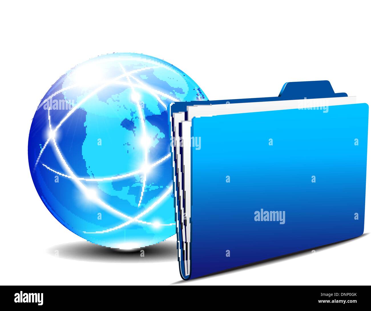 Netzwerk-Konzept, Kommunikation Internet Globe und Ordner Stock Vektor