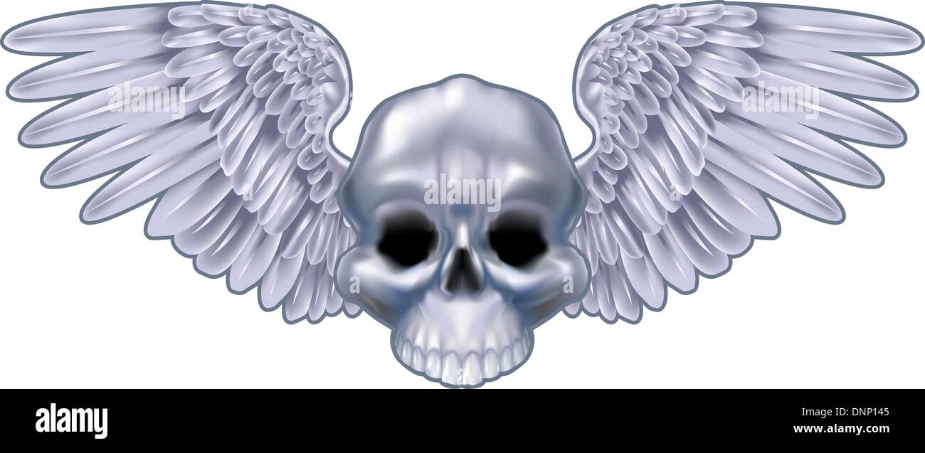 Zur Veranschaulichung der geflügelten metallischen Schädel Design-element Stock Vektor