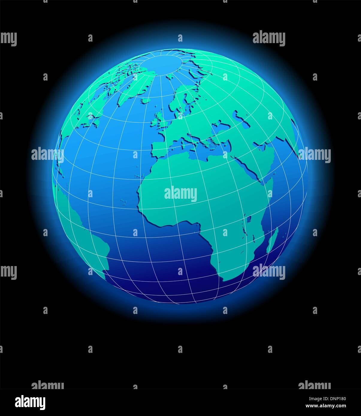 Vektor-Kartensymbol der Welt im Globe Form - Europa, Afrika, Mittlerer Osten Stock Vektor