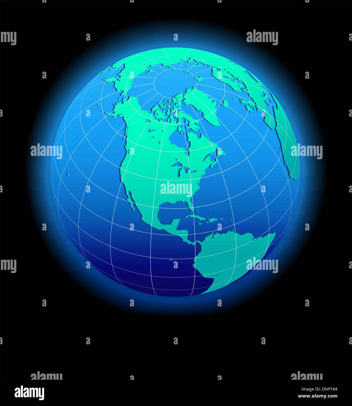 Vektor-Kartensymbol der Welt in Globe-Form - Nordamerika Stock Vektor