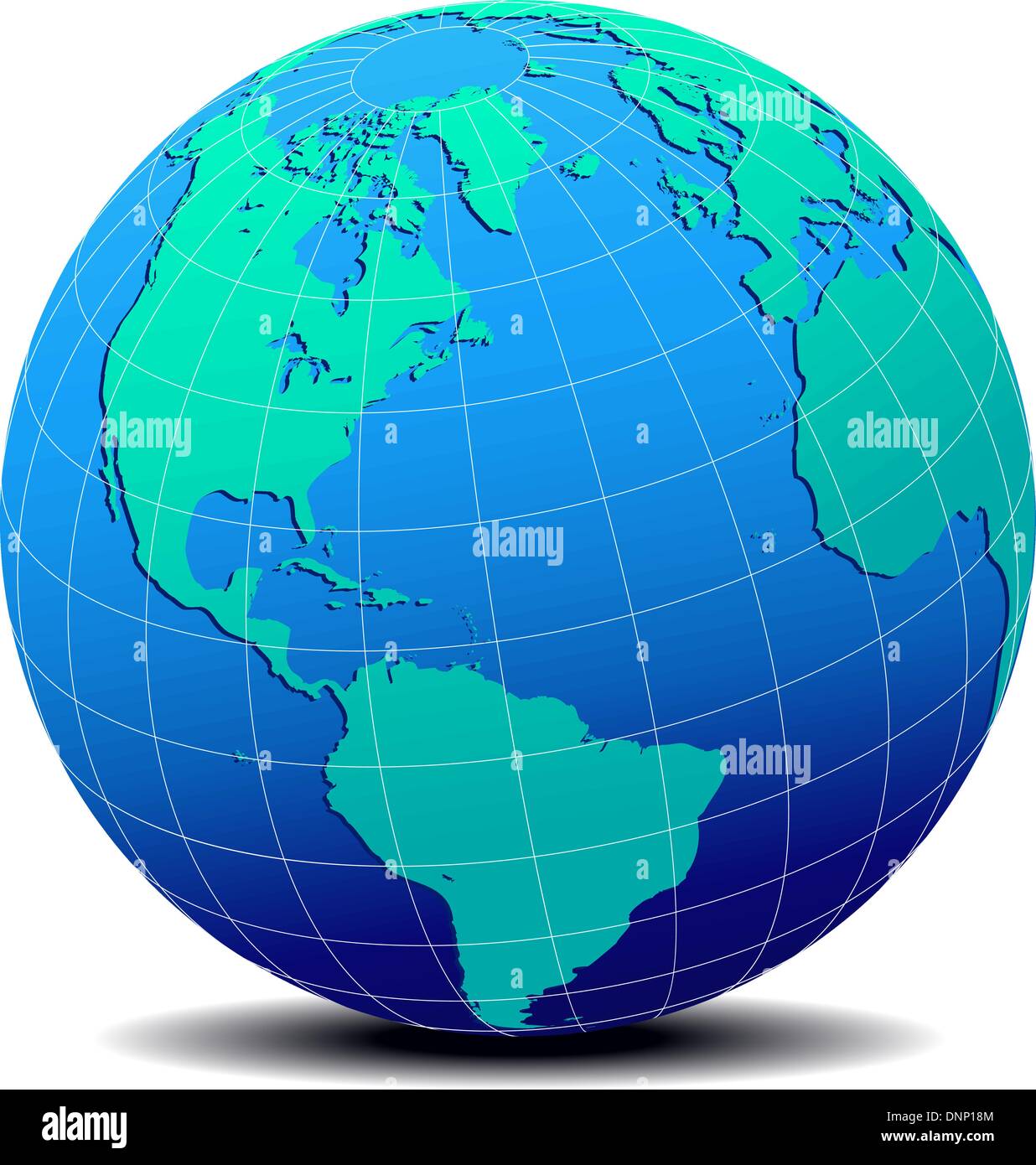 Vektor-Kartensymbol der Welt in Globe-Form - Amerika Stock Vektor