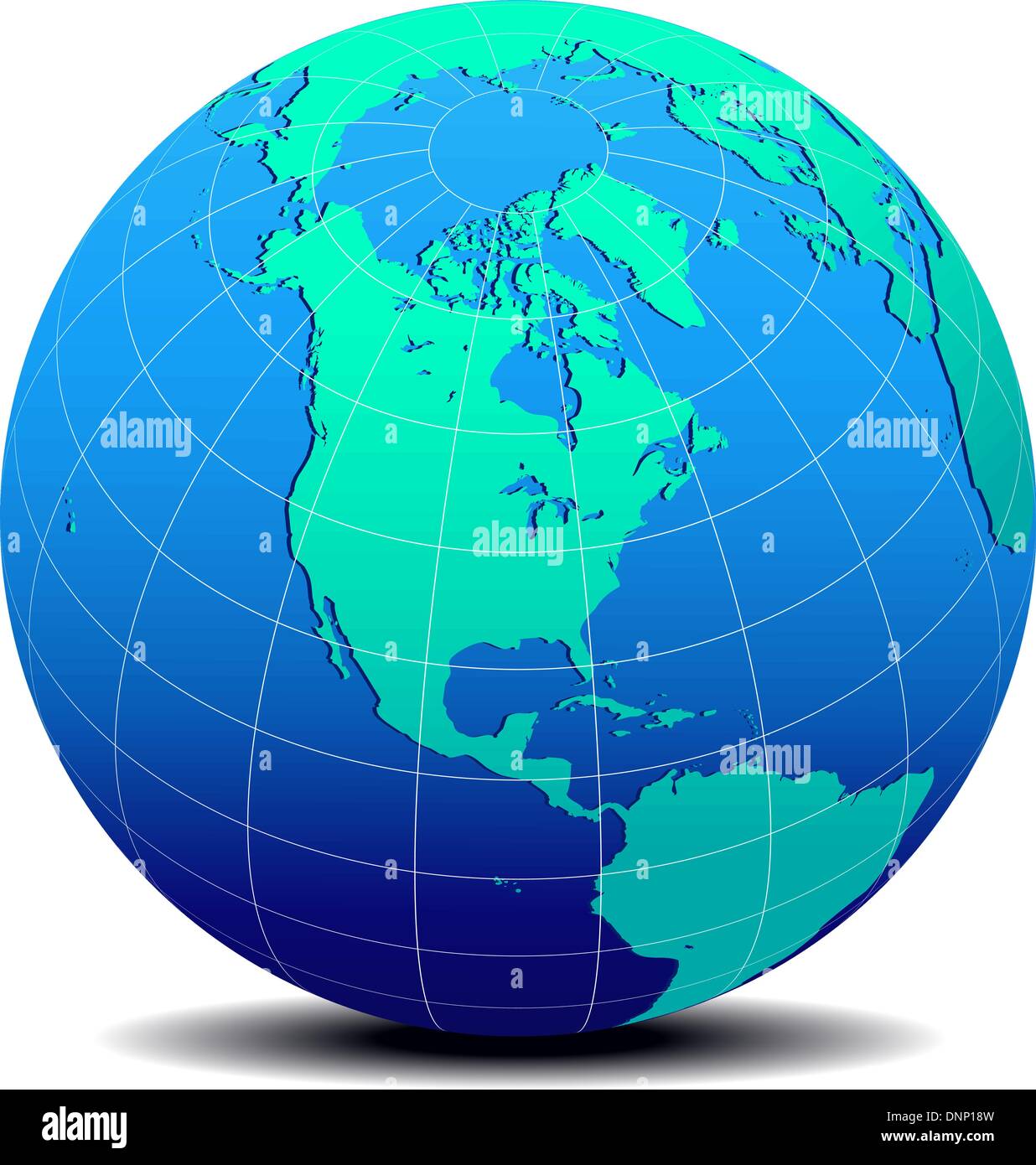 Vektor-Kartensymbol der Welt in Globe-Form - Nordamerika Stock Vektor