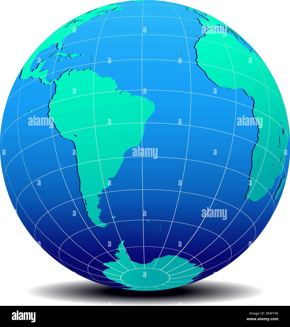 Vektor-Kartensymbol der Welt in Globe-Form - Südamerika Stock Vektor