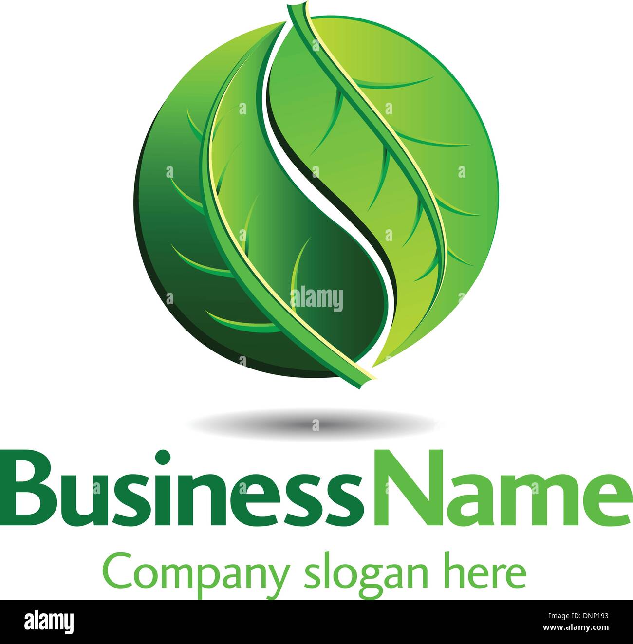 Logo - grüne Logokonzept mit Yin Yang in einem Blatt-Design grün Stock Vektor