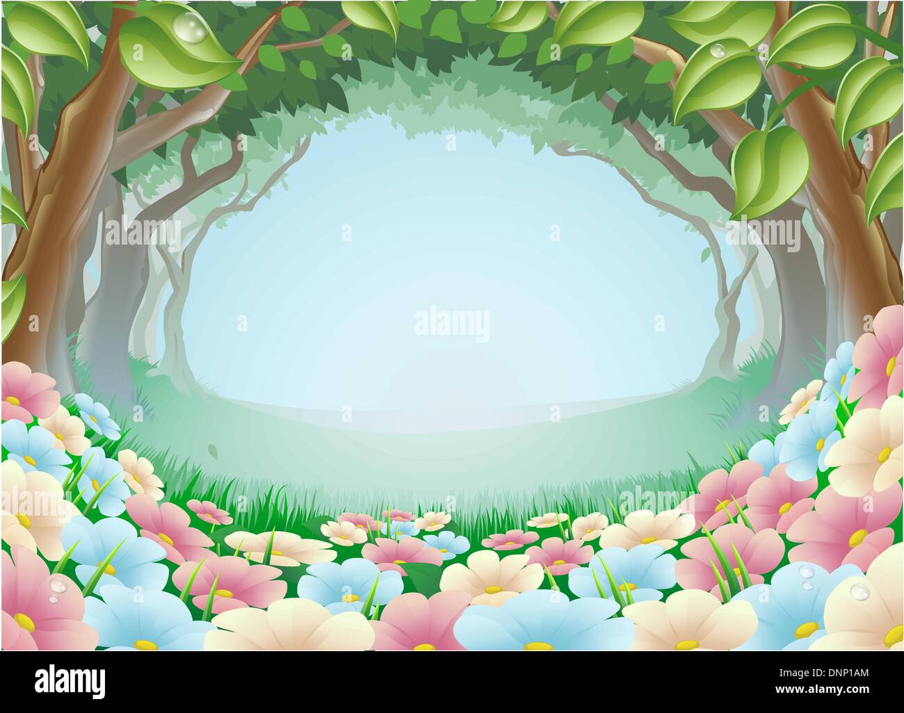 Eine schöne Fantasy Wald Wald Szene illustration Stock Vektor