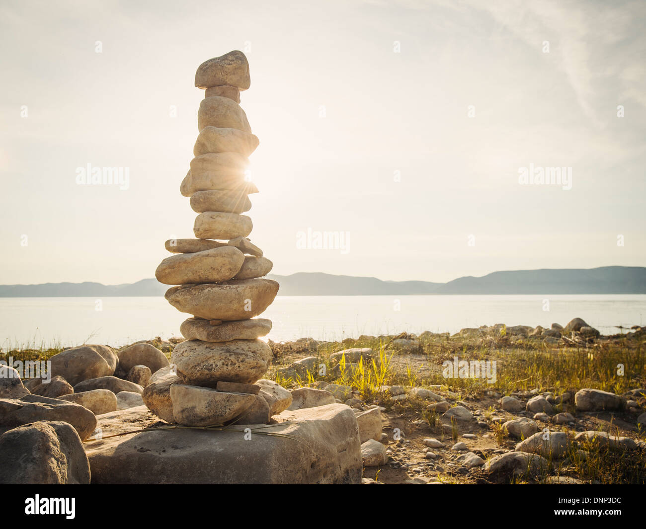 USA, Utah, Bear Lake, Stapel von Steinen See Stockfoto