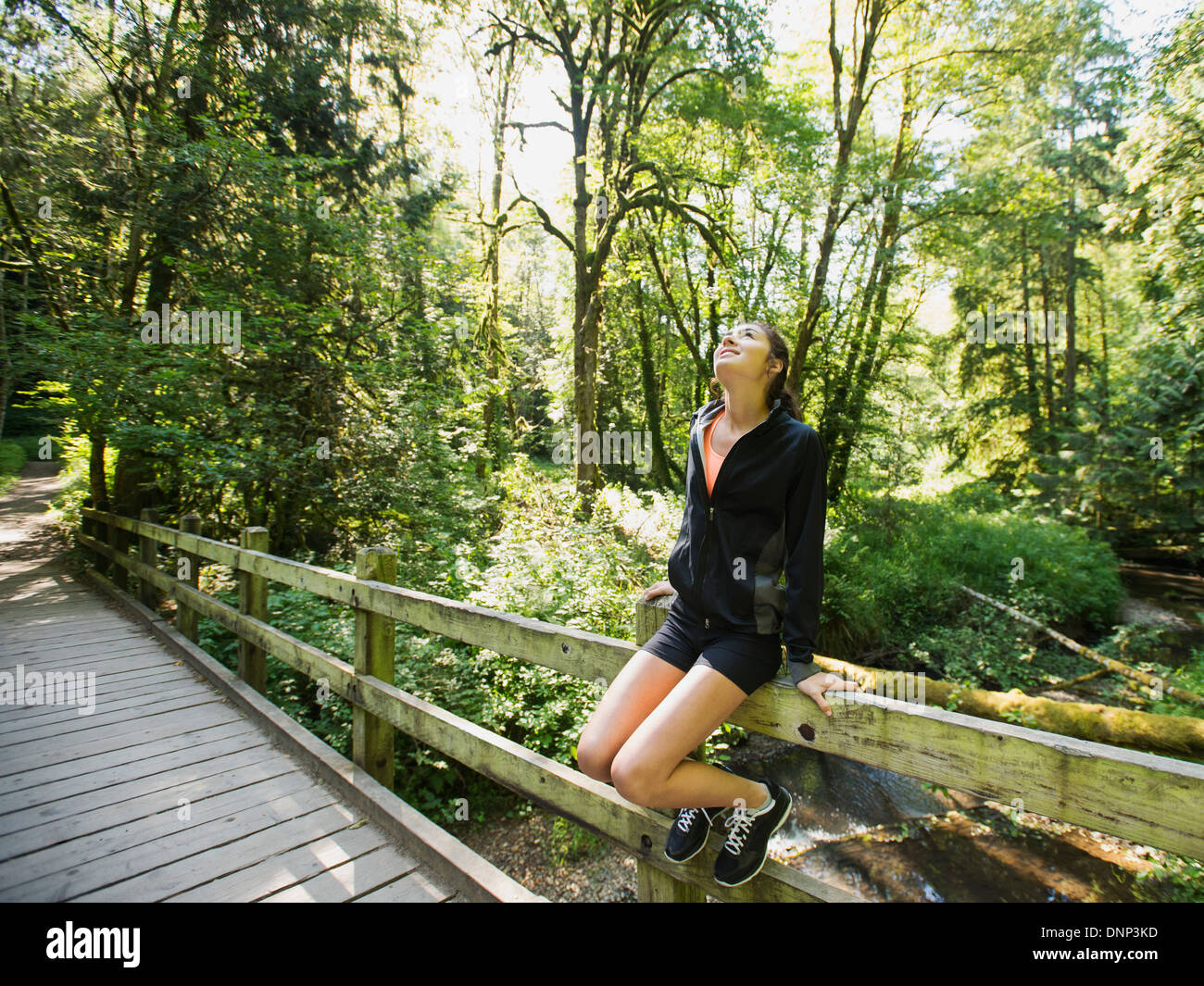 USA, Oregon, Portland, Porträt der jungen Frau, die Erholung nach dem Training Stockfoto