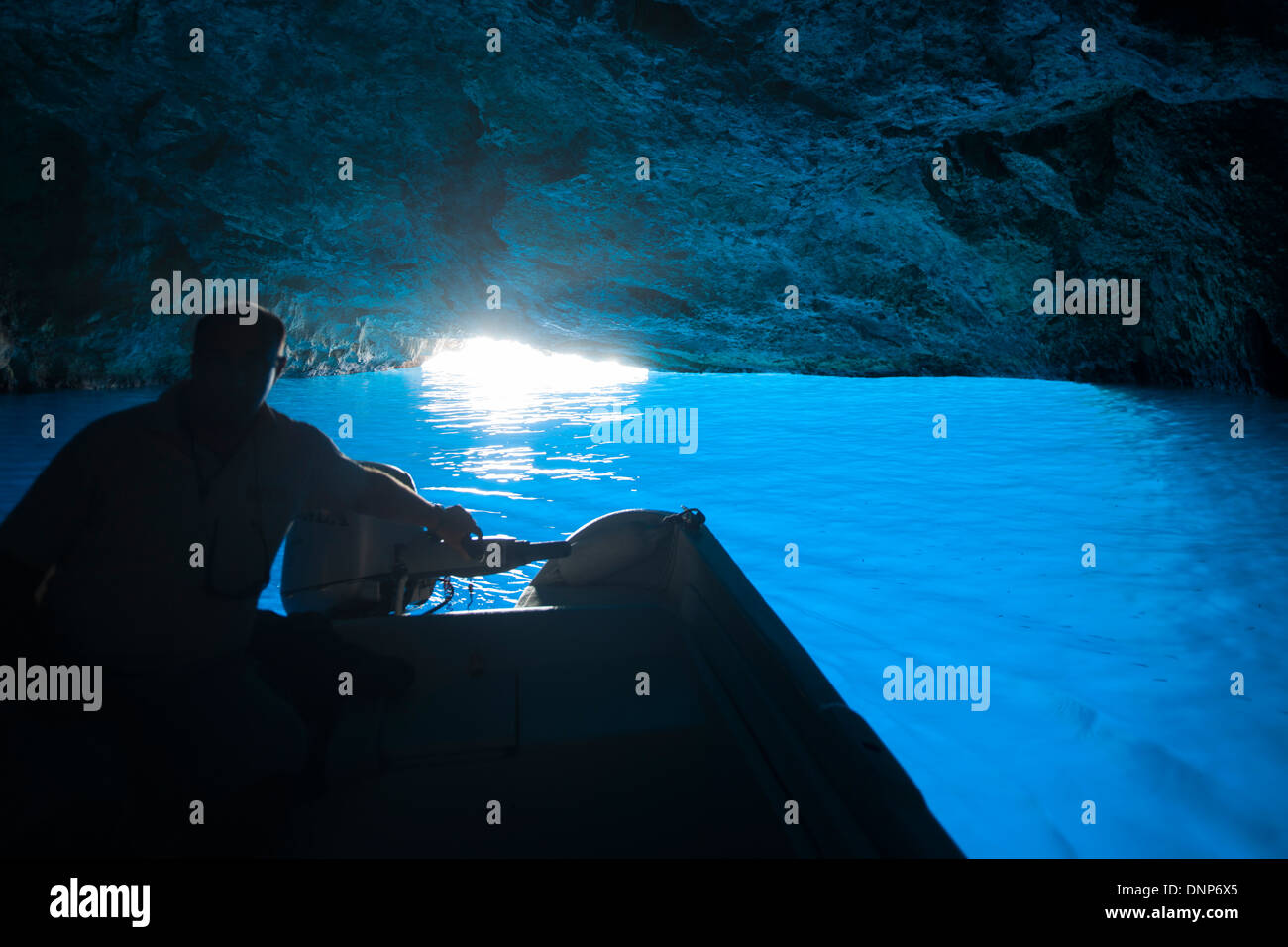 Griechenland, Kastellorizo, in der Blauen Grotte, Fokialikamara (Mönchsrobbengrotte) Stockfoto