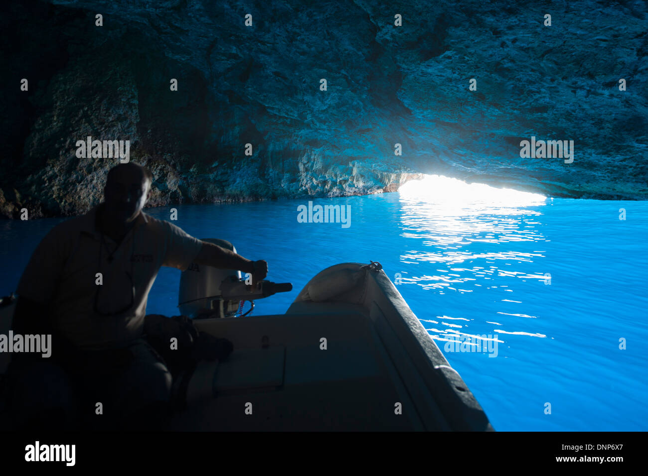 Griechenland, Kastellorizo, in der Blauen Grotte, Fokialikamara (Mönchsrobbengrotte) Stockfoto