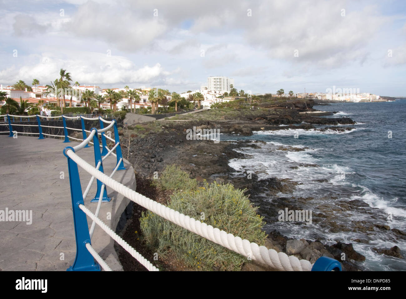 Mit Blick auf Los Abrigos von Golf del Sur, im Süden von Teneriffa, Spanien Stockfoto
