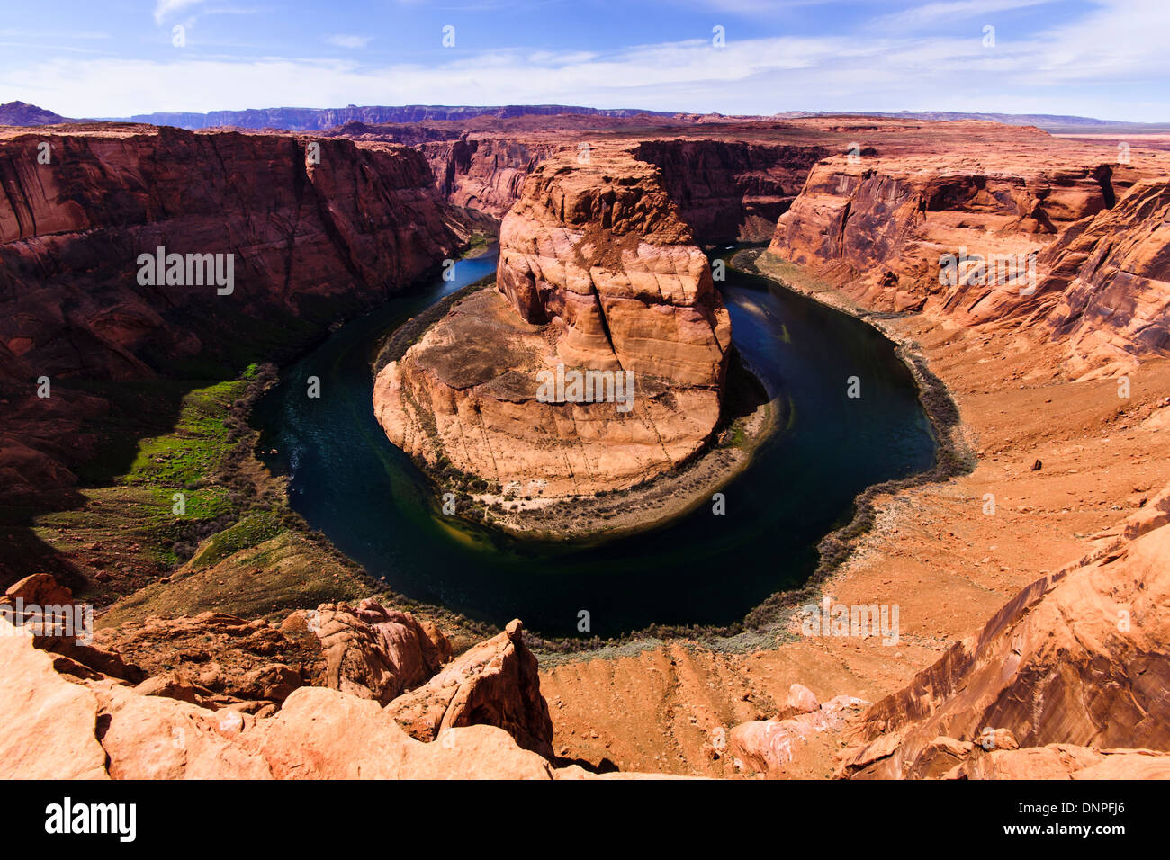 Der Horseshoe Bend, eine hufeisenförmige Mäander des Colorado River in der Nähe von Page, Arizona, USA. Stockfoto