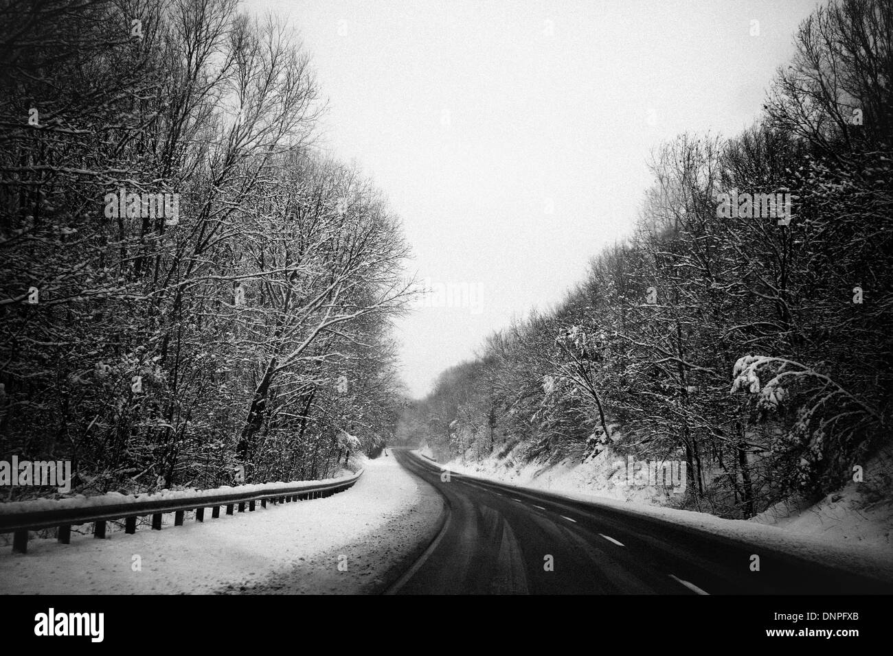 Bloomington, Indiana, USA. 1. Januar 2014. Entlang ind. 37 nördlich von Bloomington. Schnee und Frost Temerpatures Decke Indiana mit Subzero Temperaturen und mehr Schnee über das Wochenende erwartet. Bildnachweis: Jeremy Hogan/Alamy Live-Nachrichten Stockfoto