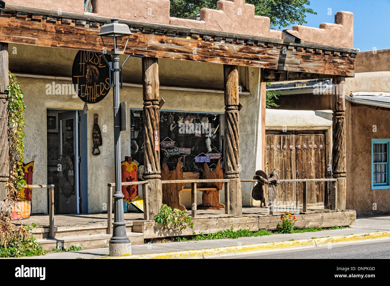 Pferd-Federn-Geschenk-Shop, Taos, New Mexico Stockfoto
