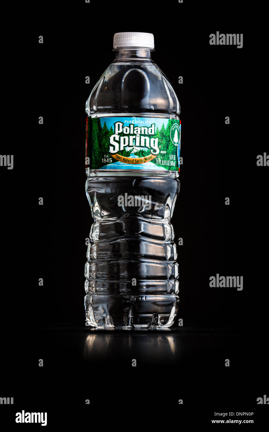 Foto von einem Poland Spring-Flasche. Stockfoto