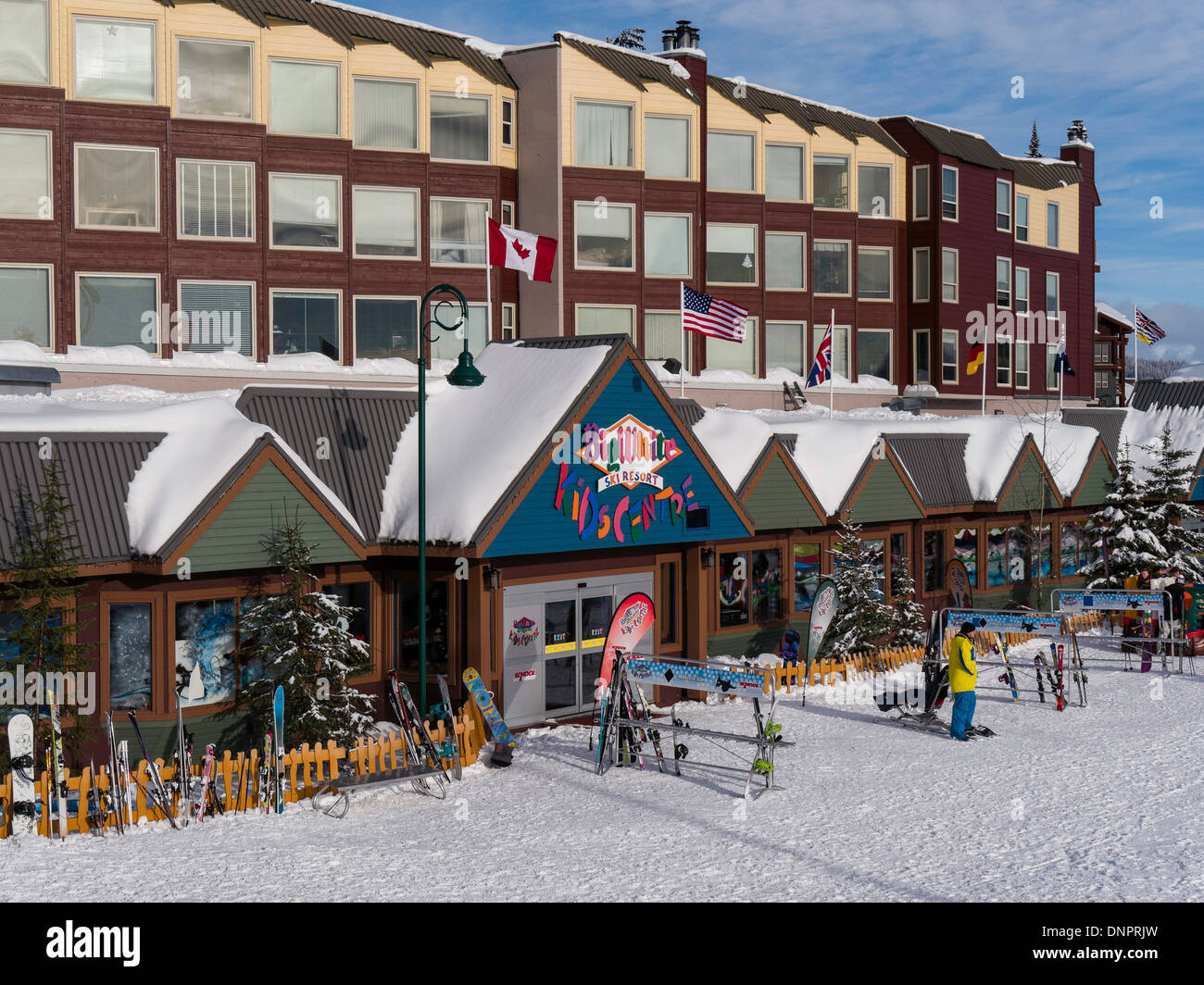 Base Dorf, Big White Ski Resort, British Columbia, Kanada. Stockfoto