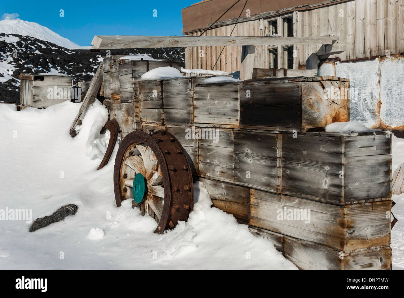 Außen Shackletons Nimrod Expedition Hütte, Kap Royds Rossmeer, Antarktis. Stockfoto