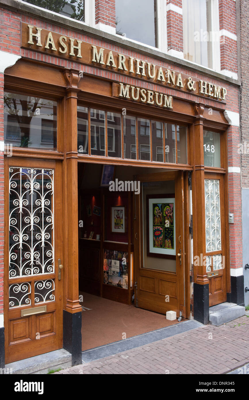 Hash Marihuana und Hanf-Museum in Amsterdam am Oudezijds Achterburgwal 148, Holland, Niederlande. Stockfoto