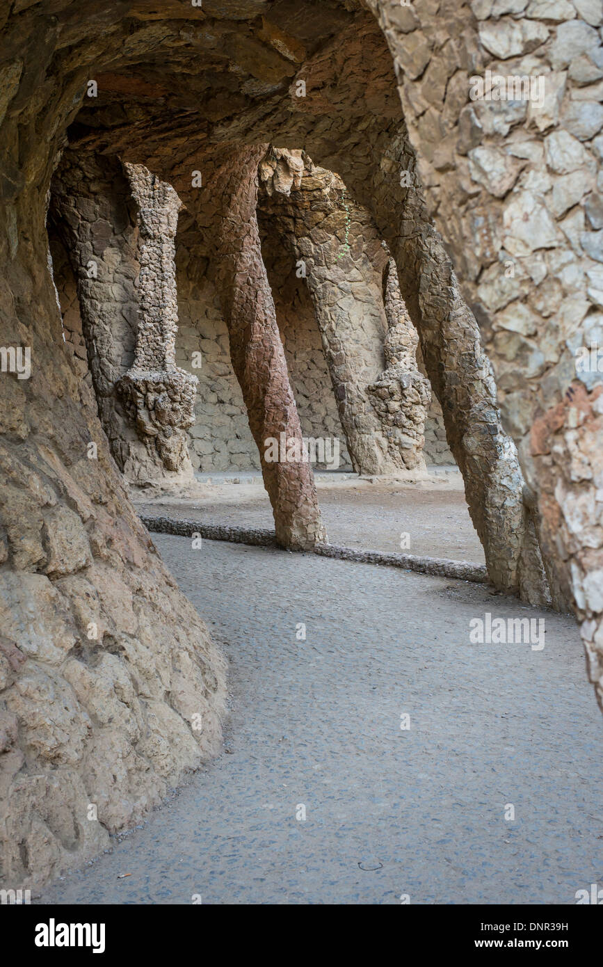 Spalten im Park Güell Stockfoto