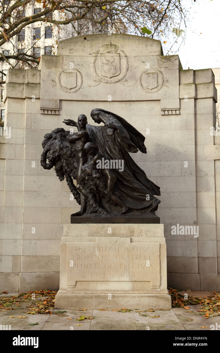 Das Anglo-belgische-Denkmal auf dem Damm in London, England. Stockfoto