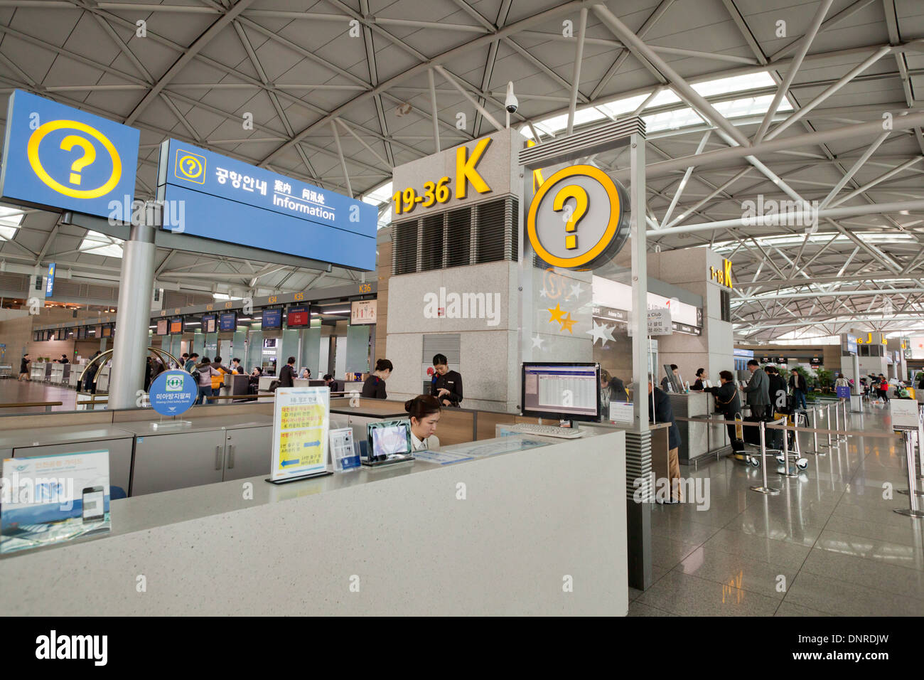 Den internationalen Flughafen Incheon Infodesk - Südkorea Stockfoto