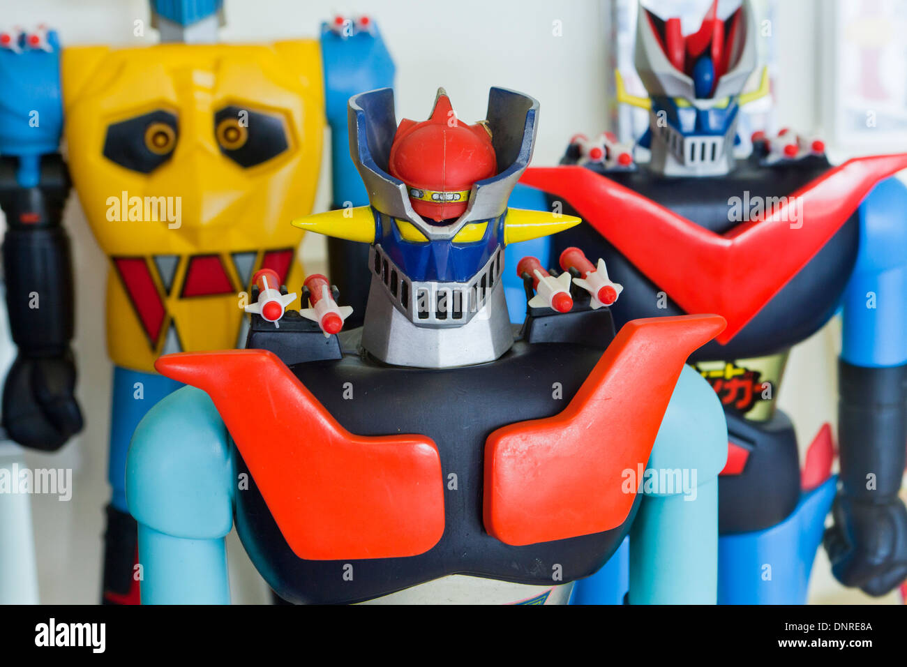 Mazinger Z Figuren - japanische Anime Charakter Spielzeug, ca. 1973 Stockfoto