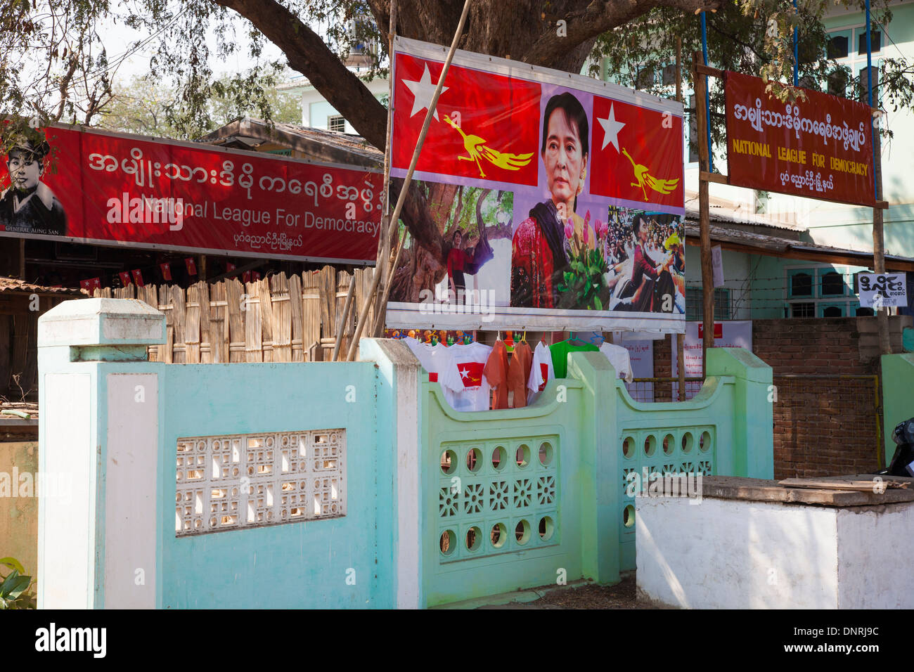 Nationale Liga für Demokratie-Partei Büro, Bagan Myanmar Stockfoto