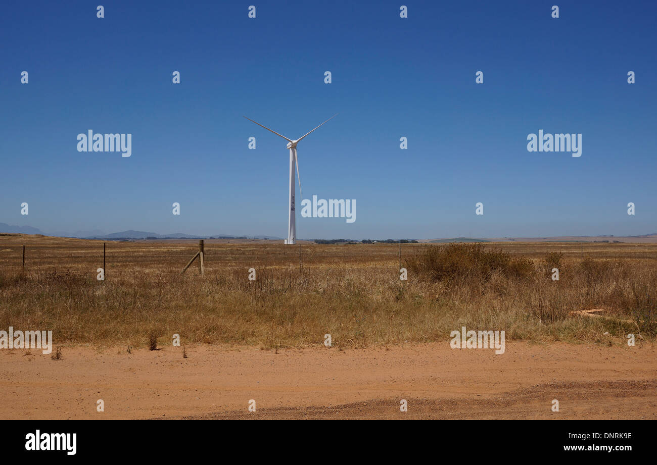 Einer der vier Windräder, die Bestandteil der Darling-Windpark. Es ist eine Eskom Demonstrator-Website. Stockfoto