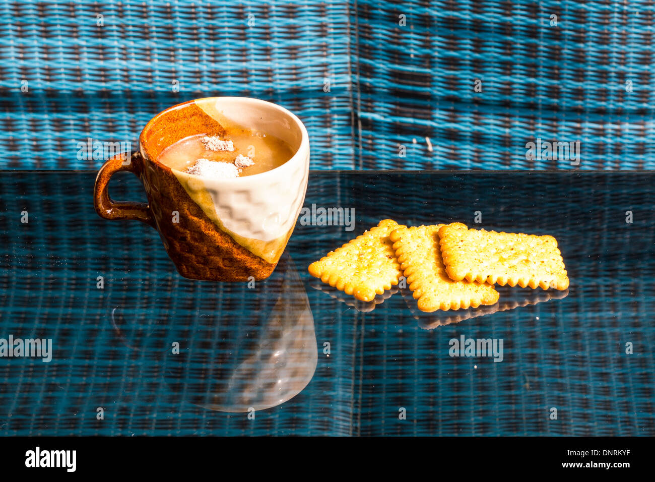 Stillleben-Frühstück, Kaffee Tasse weiße Butter Stockfoto