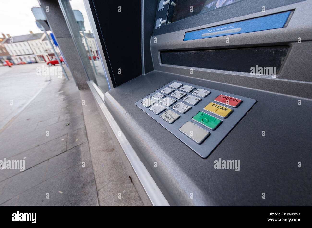 Tasten und Tastatur einen bundesweit Geldautomaten in einer Filiale Stockfoto