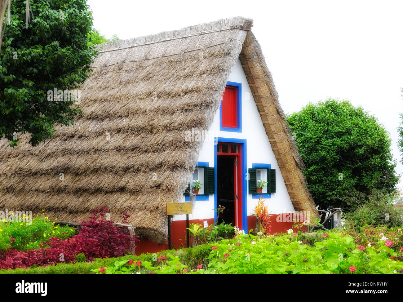 Traditionelle Palheiro A Fachwerkhaus Santana Madeira Portugal Stockfoto