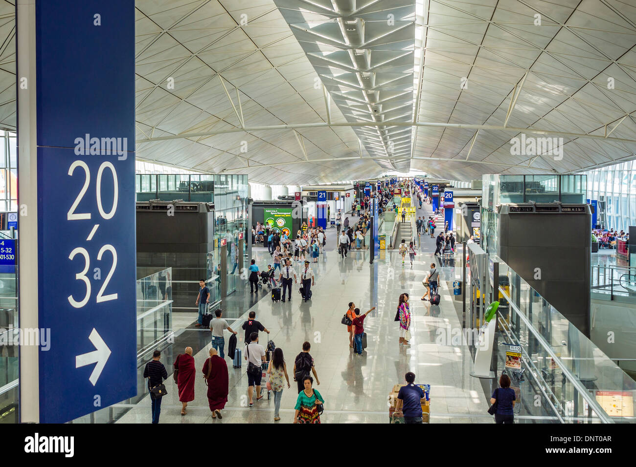 Innere des Terminal, Flughafen Hong Kong International Airport, Hong Kong Stockfoto