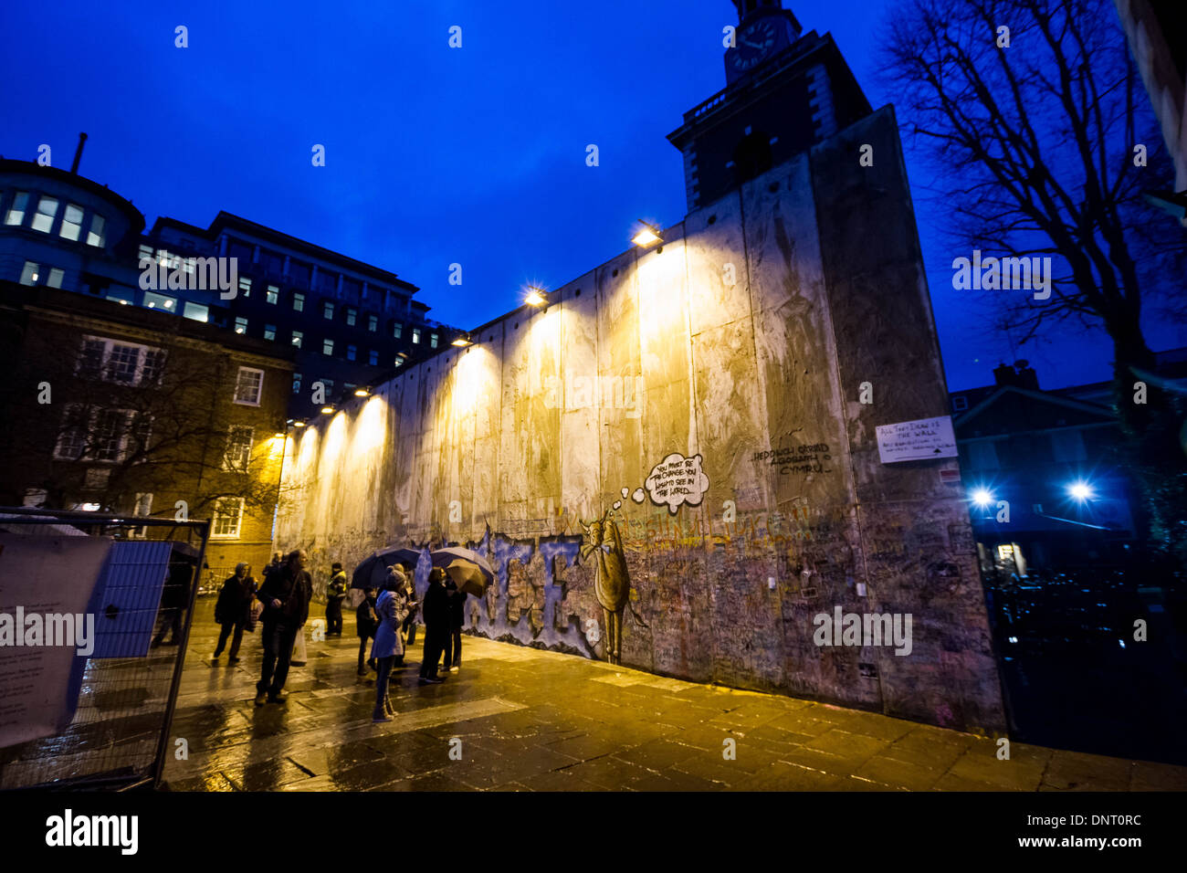 Bethlehem-Wand-Kunst-Installation von Justin Butcher in London Stockfoto