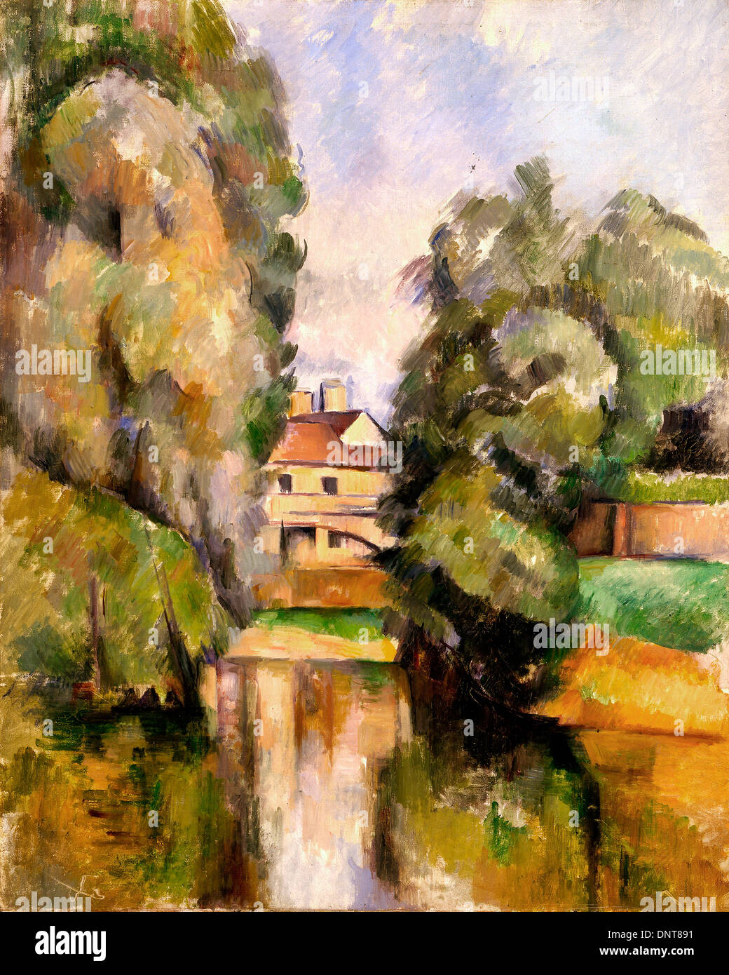 Paul Cezanne, Landhaus an einem Fluss. Um 1890. Öl auf Leinwand. Israel Museum, Jerusalem, Israel. Stockfoto