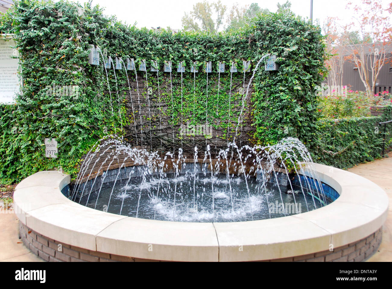 Brunnen in der Elvis Presley Birthplace & Museum in Tupelo, Mississippi, Heimat von Elvis Presley für seine ersten 13 Jahre Stockfoto