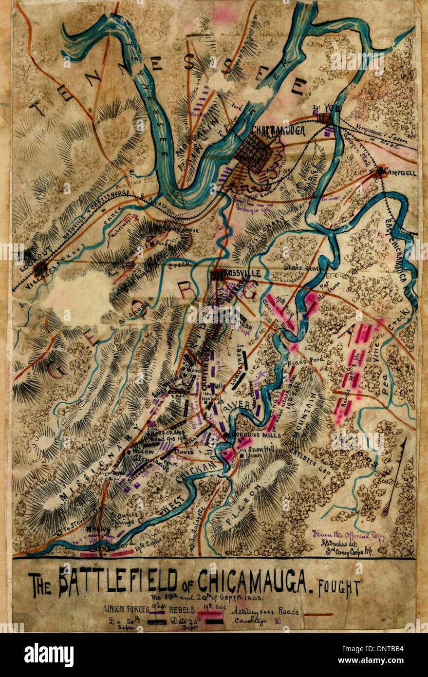 Das Schlachtfeld von Chickamauga kämpfte im 19. und 20. September 1863. Stockfoto