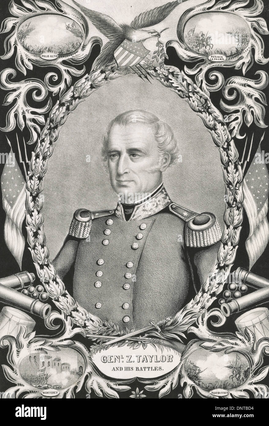 Der Nation die richtige Wahl für die 12. Präsident der US-General Zachary Taylor und seine Schlachten, 1848 Stockfoto